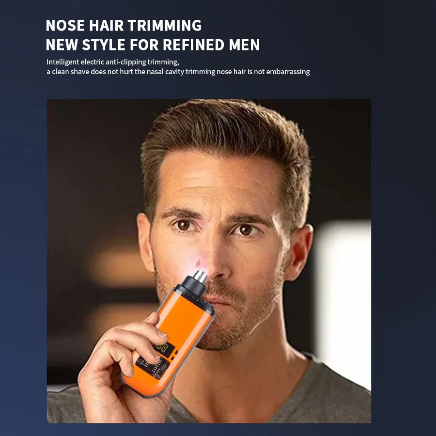 Mini Rechargeable Electric Nose Ear Hair Trimmer Clipper Multi-kinetic Shaving 2-in-1 Fully Automatic and Washable