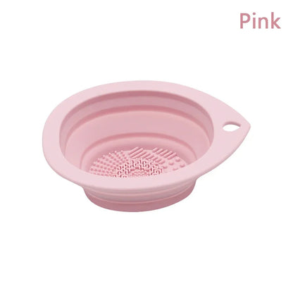 Convenient Silicone Makeup Brush Cleaning Bowl Foldable Cosmetic Powder Puff Beauty Sponge Washing Mat Brushes Scrubber Pad