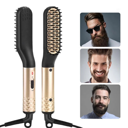 Electric Professional Beard Hair Straightener Comb Brush Hair Straightening Multifunctional Hair Curler Fast Heating Styling Tool