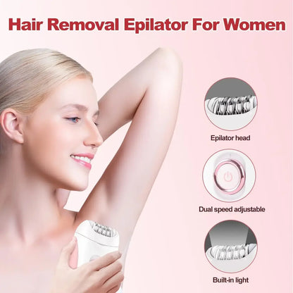 Portable Professional Electric Epilator Hair Remover for Leg Body Underarms Bikini Area Rechargeable Two Speeds Beauty Device
