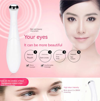 Portable Electric Eye Bags Fine Lines Remover Anti Wrinkle Massager Beauty Instrument Exquisite Eye Skin De-Bagging De-Watering Reduce Fine Lines Care Tool