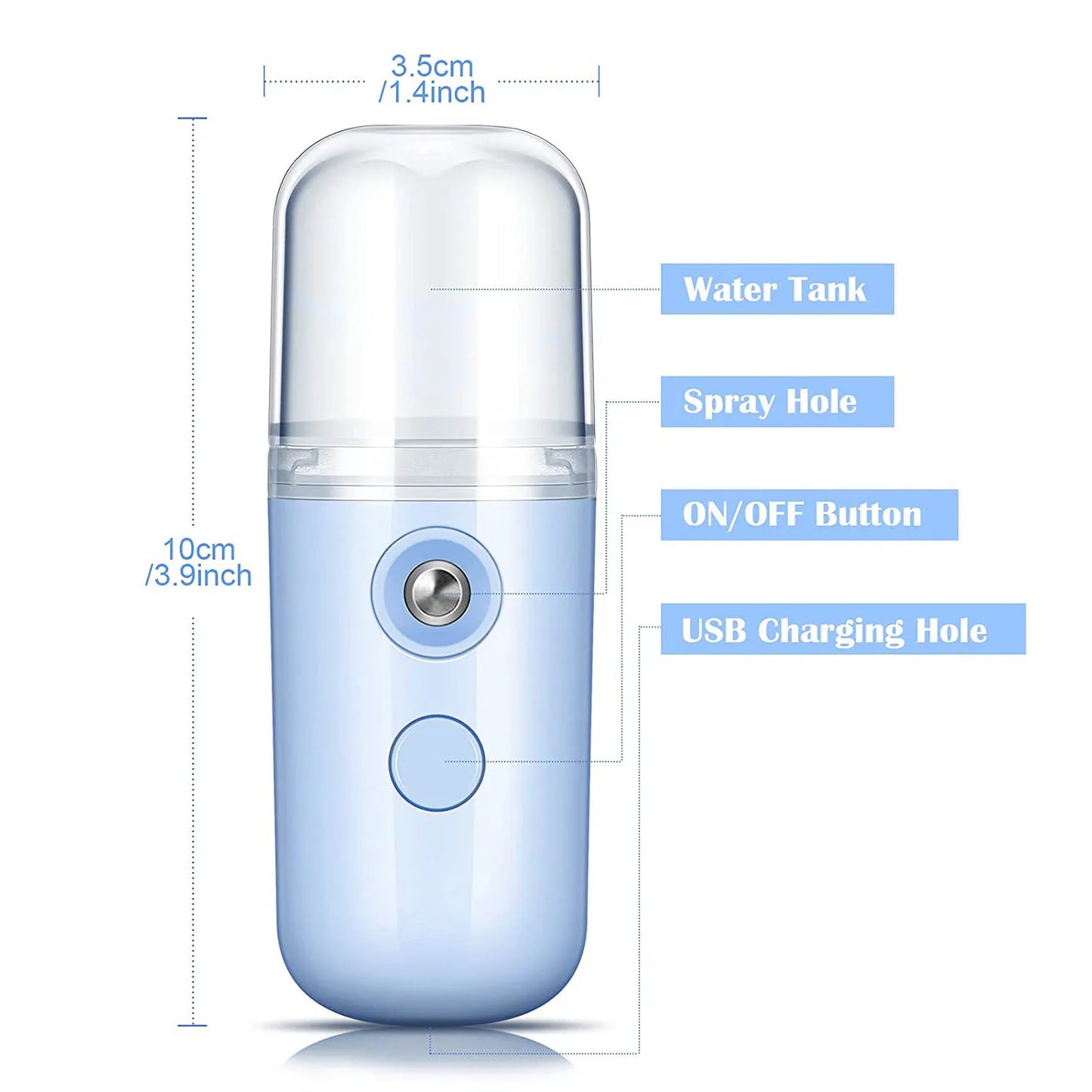 Mini Portable Facial Steamer Face Skin Care Nano Mist Sprayer Vaporizer USB Rechargeable Beauty Water Spa Nebulizer Humidifier