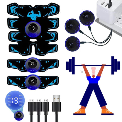 Wireless Smart 3 In 1 USB Rechargeable EMS Muscle Stimulator for Abs Arms Trainer Pad Fitness Abdominal Training Electric Body Slimmer