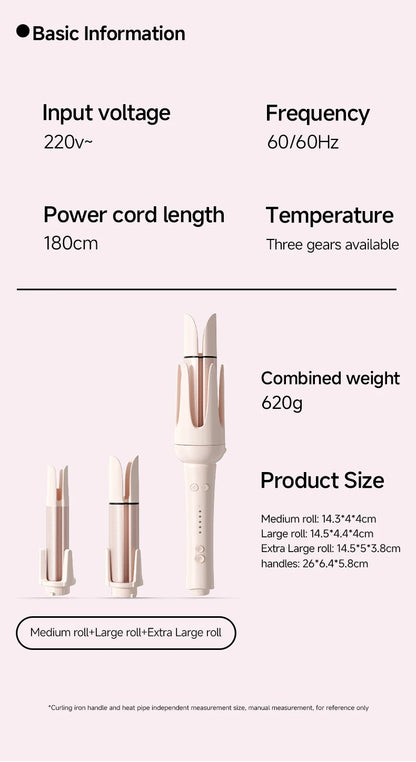 3 in 1 Automatic Rotating Ceramic Hair Curling Iron Professional Hair Roller Stick 28mm 32mm 40mm Curling Wand Hair Waver