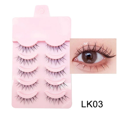 Wispy Manga Style Eyelashes Soft Natural Thick False Daily Eye Lashes Dating Makeup Eye Accessories 5 Pairs - 10pcs