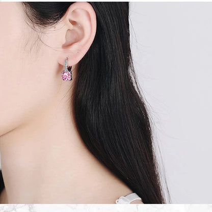 Luxury Princess Square Crystal Drop Earrings for Women Trendy Jewelry Accessories