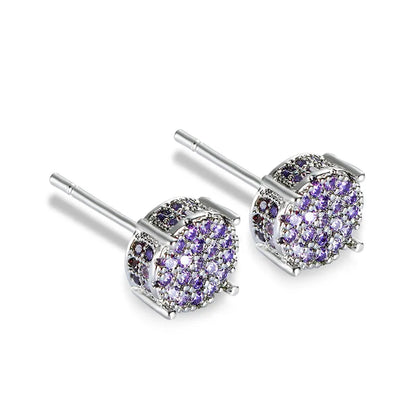 Exquisite Austrian Crystal Round Stud Earrings for Women Fancy Fashion Jewelry Accessories