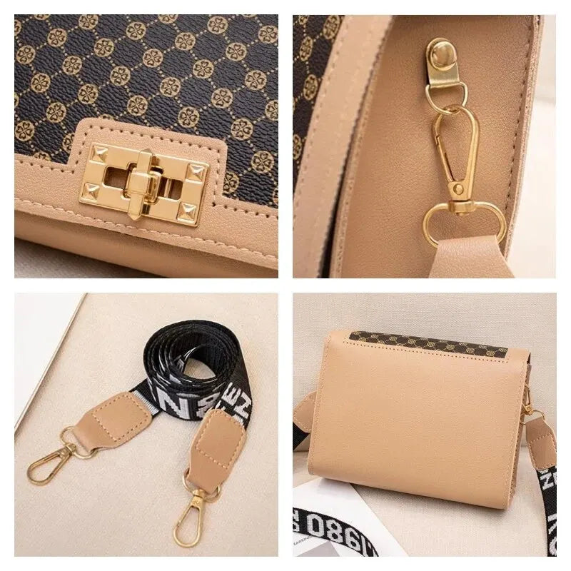 Luxury Vintage Plaid Shoulder Leather Handbag Purse for Women Small Messenger Crossbody Bag Great Gift