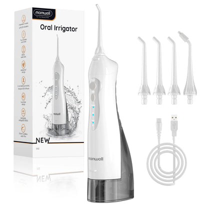 Portable Water Jet Dental Flosser Oral Irrigator USB Rechargeable Water Tooth Pick 4 Jet Tips 300ml and 3 Modes for Great Teeth Cleaning