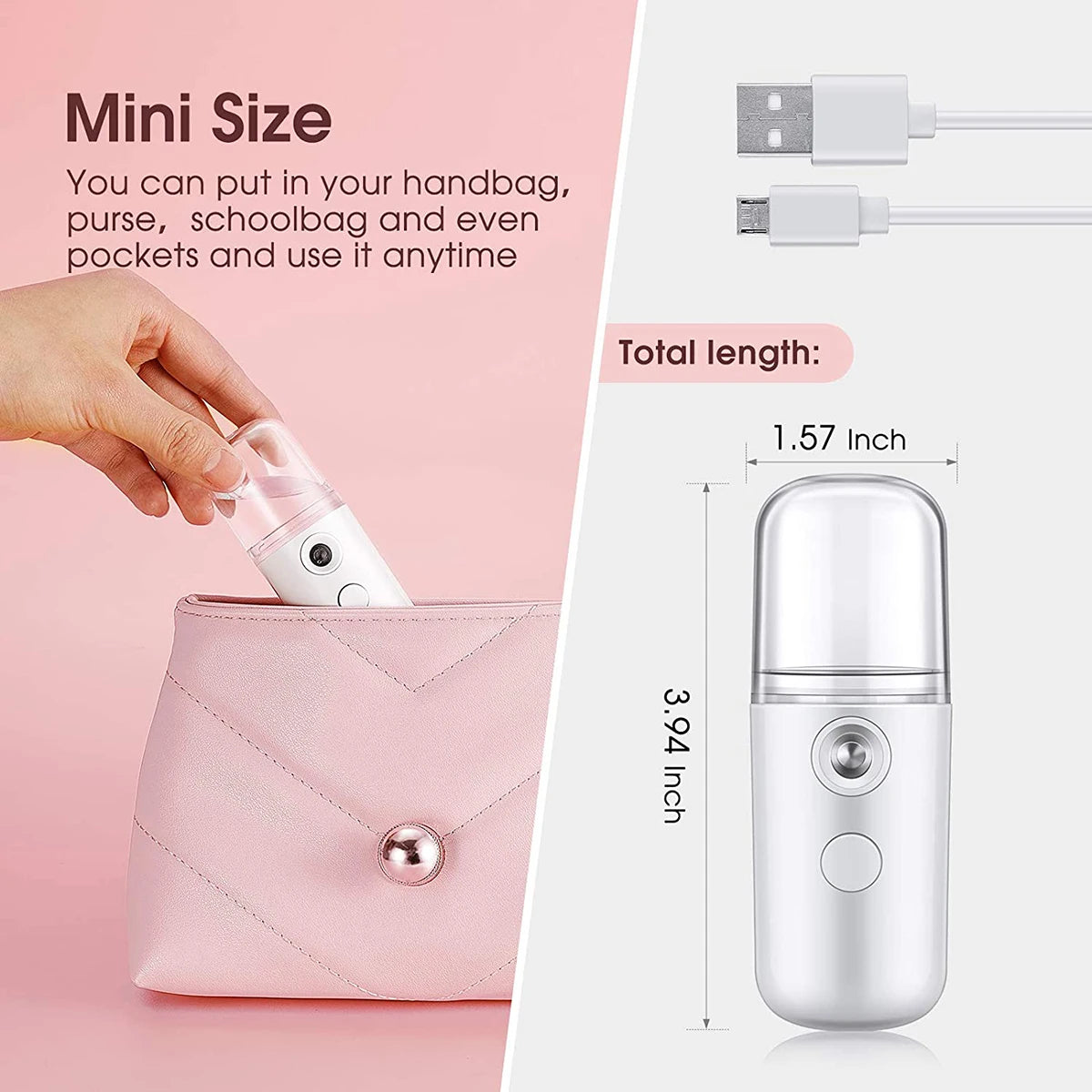 Mini Portable Facial Steamer Face Skin Care Nano Mist Sprayer Vaporizer USB Rechargeable Beauty Water Spa Nebulizer Humidifier