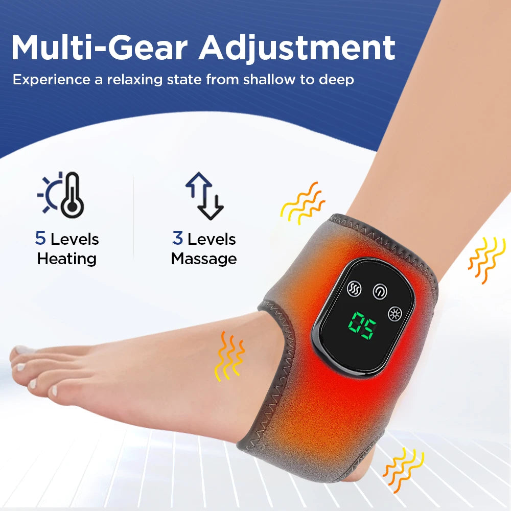 Infrared Electric Vibration Hot Compress Therapy Ankle Foot Massager Support Brace for Joint Sprain Pain Relief