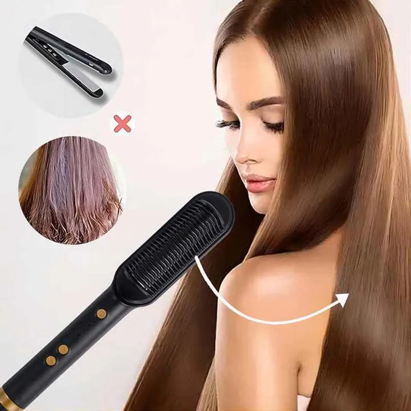 Electric Intelligent Temperature Control Ceramic Hair Straightener Brush Professional Fashion Fast Heating for Perfectly Straight Hair