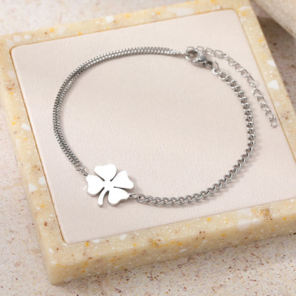 Lucky Four Leaf Clover Stainless Steel Bracelets for Women Non-Fading High-Quality Everyday Wear Gold Silver Color Jewelry