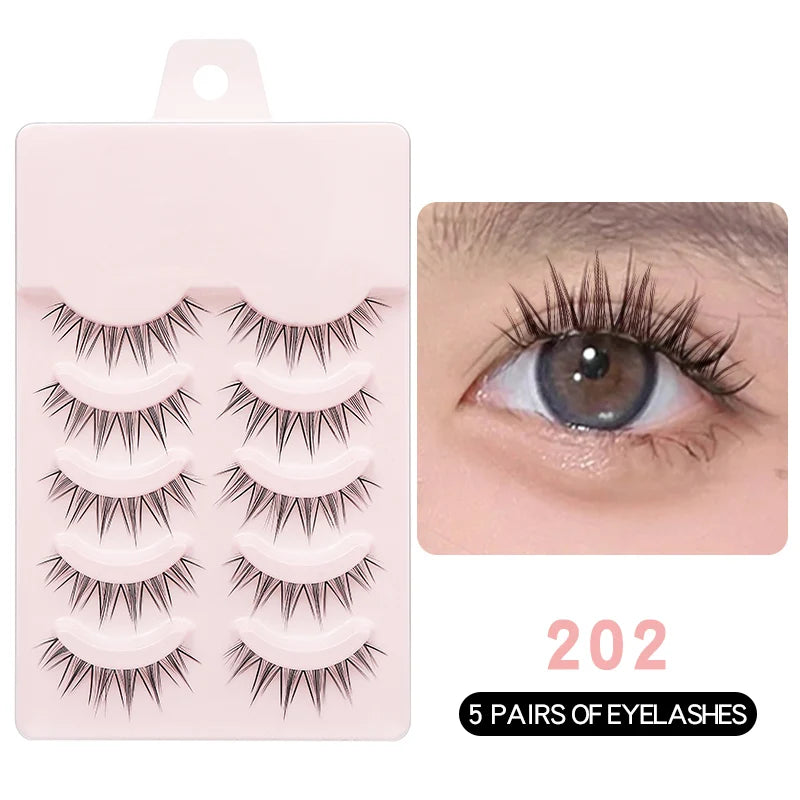 Wispy Manga Style Eyelashes Soft Natural Thick False Daily Eye Lashes Dating Makeup Eye Accessories 5 Pairs - 10pcs