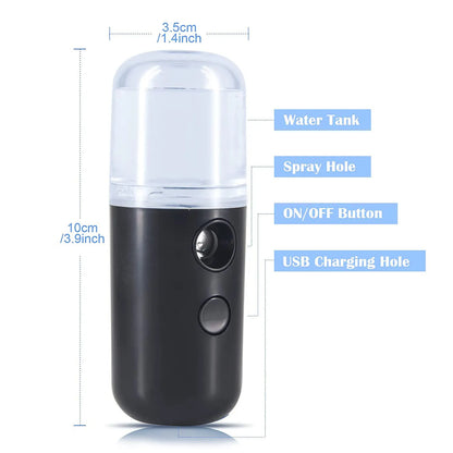 Mini Portable Facial Steamer Face Skin Care Nano Mist Sprayer Vaporizer USB Rechargeable Beauty Water Spa Nebulizer Humidifier
