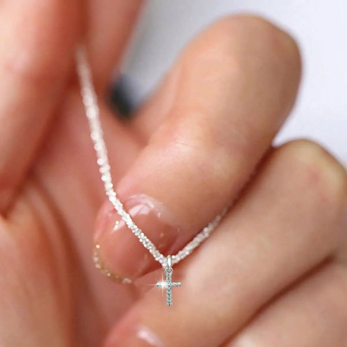 Luxury Crystal Cross 925 Sterling Silver Pendant Necklace for Women Choker Fine Jewelry Accessories