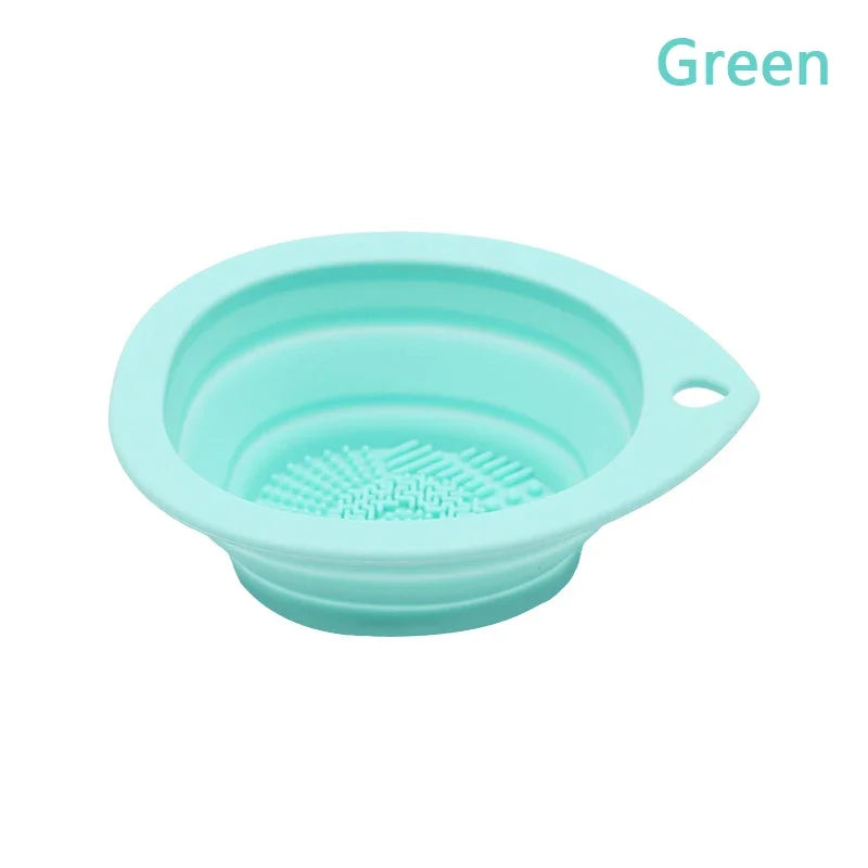 Convenient Silicone Makeup Brush Cleaning Bowl Foldable Cosmetic Powder Puff Beauty Sponge Washing Mat Brushes Scrubber Pad