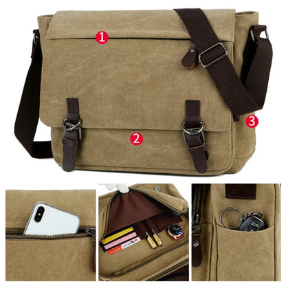 Multifunction Casual Canvas Shoulder Messenger Handbags Zipper Crossbody Single Strap Travel Flap Bag