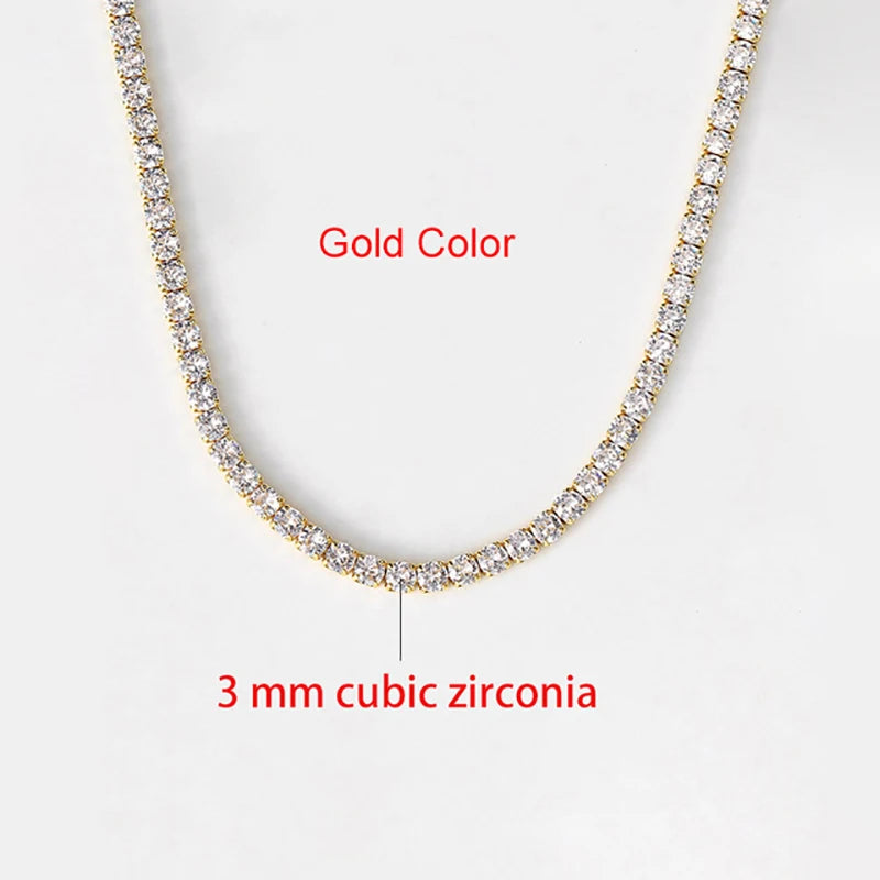 Luxurious Shiny Crystals Tennis Chain Choker Necklace for Women Jewelry Bling Iced Out Accessories