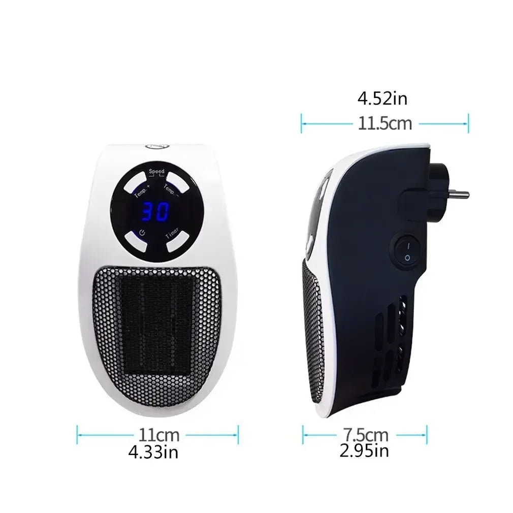 Portable Mini Electric Heater Multi Plug In Wall Room Heater Small Radiator with Remote Warmer Machine 500W