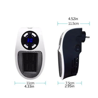 Portable Mini Electric Heater Multi Plug In Wall Room Heater Small Radiator with Remote Warmer Machine 500W
