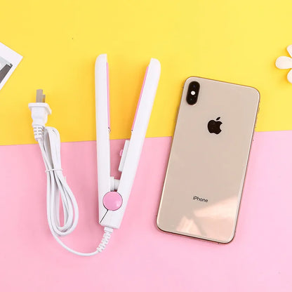 Portable Mini Ceramic Hair Straightener Flat Iron Curling Iron Dual-Use Curler Styling Care for Traveling