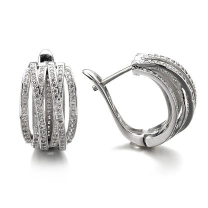 Luxury Crystal Weave Cross Hoop Earrings for Women Fashion Statement Trendy Jewelry Accessories