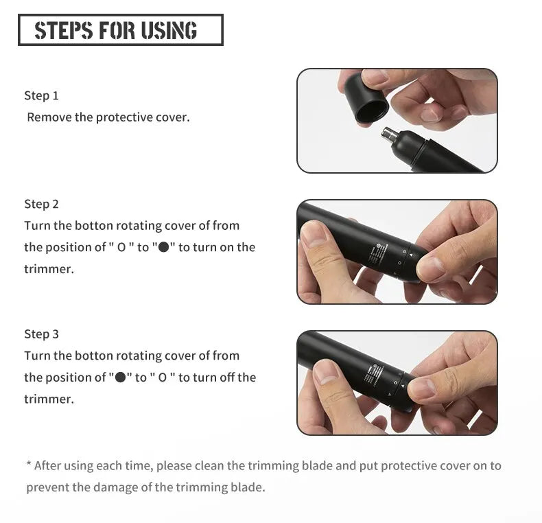 Portable Painless Ear and Nose Hair Trimmer for Men and Women Battery-Operated Personal Care Device