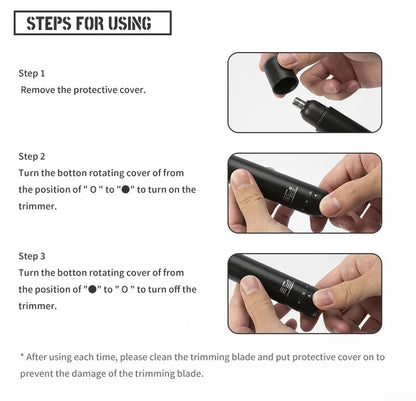 Portable Painless Ear and Nose Hair Trimmer for Men and Women Battery-Operated Personal Care Device