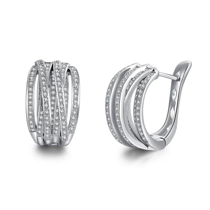 Luxury Crystal Weave Cross Hoop Earrings for Women Fashion Statement Trendy Jewelry Accessories