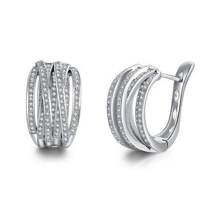 Luxury Crystal Weave Cross Hoop Earrings for Women Fashion Statement Trendy Jewelry Accessories