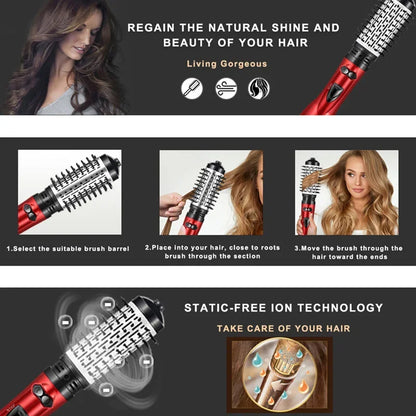 Multifunctional Negative Ion Hot Air Hair Straightener Curling Iron 360 ° Rotating Hair Dryer Brush