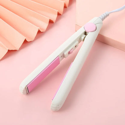 Portable Mini Ceramic Hair Straightener Flat Iron Curling Iron Dual-Use Curler Styling Care for Traveling