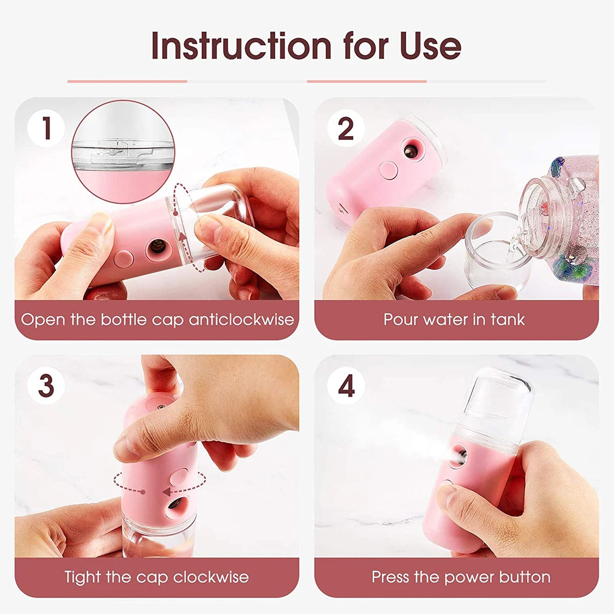 Mini Portable Facial Steamer Face Skin Care Nano Mist Sprayer Vaporizer USB Rechargeable Beauty Water Spa Nebulizer Humidifier