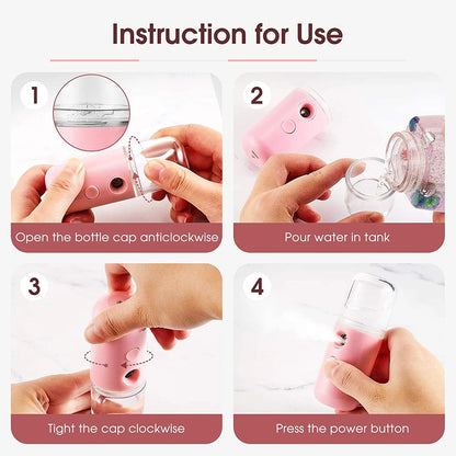 Mini Portable Facial Steamer Face Skin Care Nano Mist Sprayer Vaporizer USB Rechargeable Beauty Water Spa Nebulizer Humidifier
