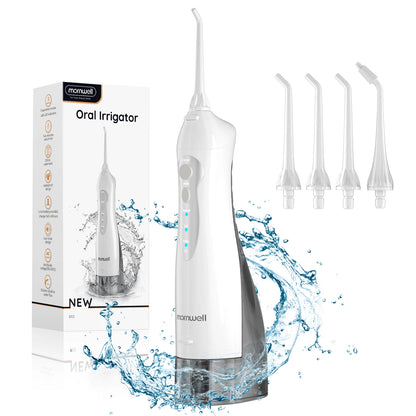 Portable Water Jet Dental Flosser Oral Irrigator USB Rechargeable Water Tooth Pick 4 Jet Tips 300ml and 3 Modes for Great Teeth Cleaning