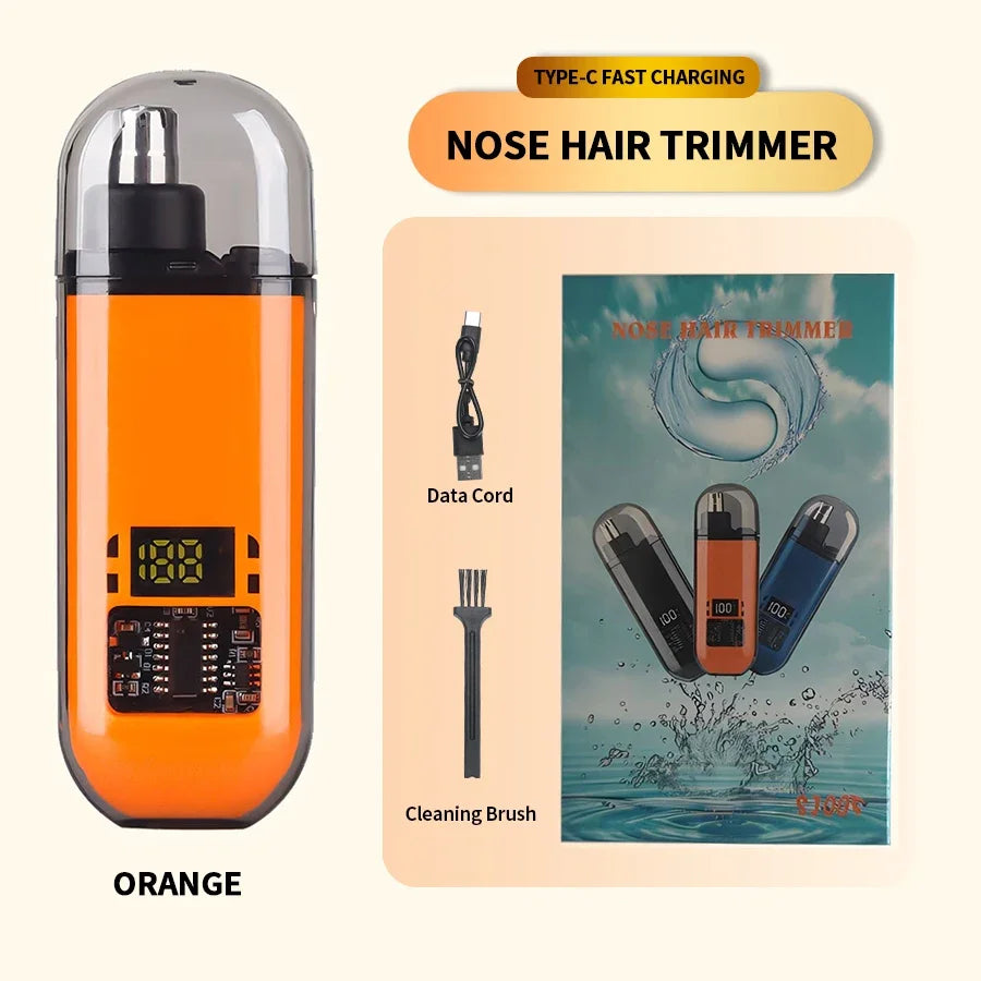 Mini Rechargeable Electric Nose Ear Hair Trimmer Clipper Multi-kinetic Shaving 2-in-1 Fully Automatic and Washable