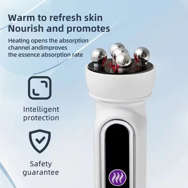 Microcurrent 3 in 1 RF Heating Facial 360° Roller Massager for Fine Lines Lifting Skin Rejuvenation Firming Beauty Machine