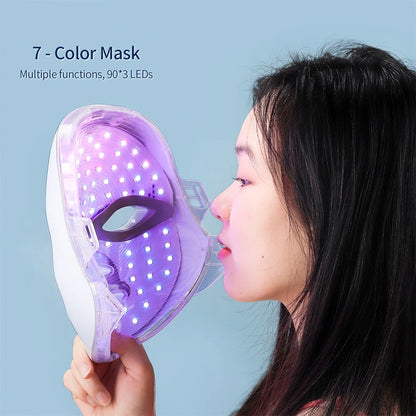 Wireless New Technology Face and Neck Anti Aging LED Beauty Mask Skin Rejuvenation Skin Tightening Anti-Acne Anti Wrinkle Skin Care Massager USB Chargeable