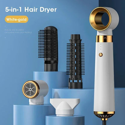 5 in 1 Multifunctional Electric Hair Dryer Hot Air Comb Automatic Curling Rod and Straightener Fast Dry Salon Style Tools