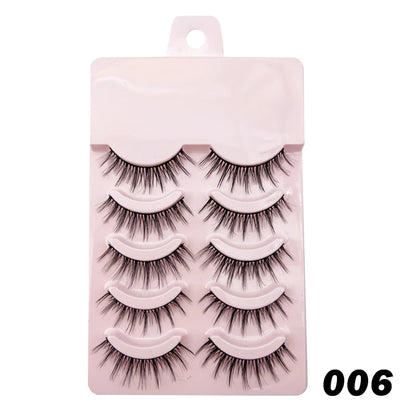 Wispy Manga Style Eyelashes Soft Natural Thick False Daily Eye Lashes Dating Makeup Eye Accessories 5 Pairs - 10pcs