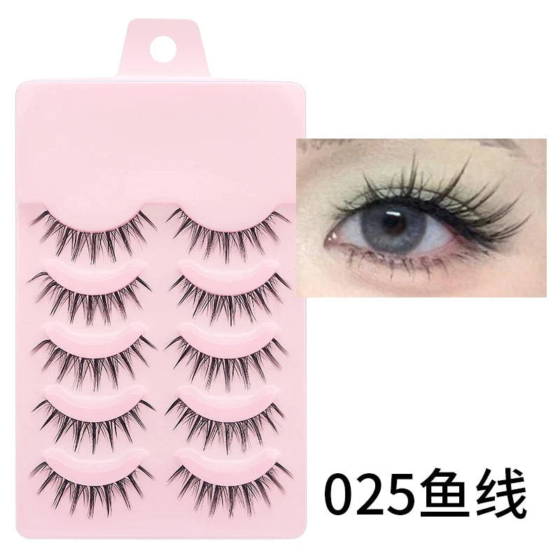 Wispy Manga Style Eyelashes Soft Natural Thick False Daily Eye Lashes Dating Makeup Eye Accessories 5 Pairs - 10pcs