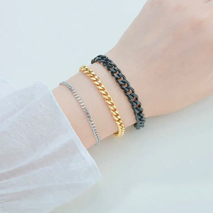Stainless Steel Cuban Curb Links Chain Bracelets for Men Women Unisex Silver Gold Black Color Jewelry Accessories