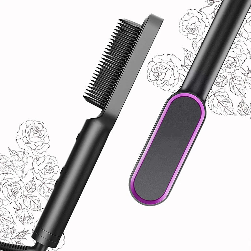 Electric Intelligent Temperature Control Ceramic Hair Straightener Brush Professional Fashion Fast Heating for Perfectly Straight Hair