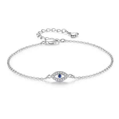 Lovely Crystal Lucky Evil Eye 925 Sterling Silver Bracelets for Women Blue Stone Adjustable Fine Jewelry Accessories