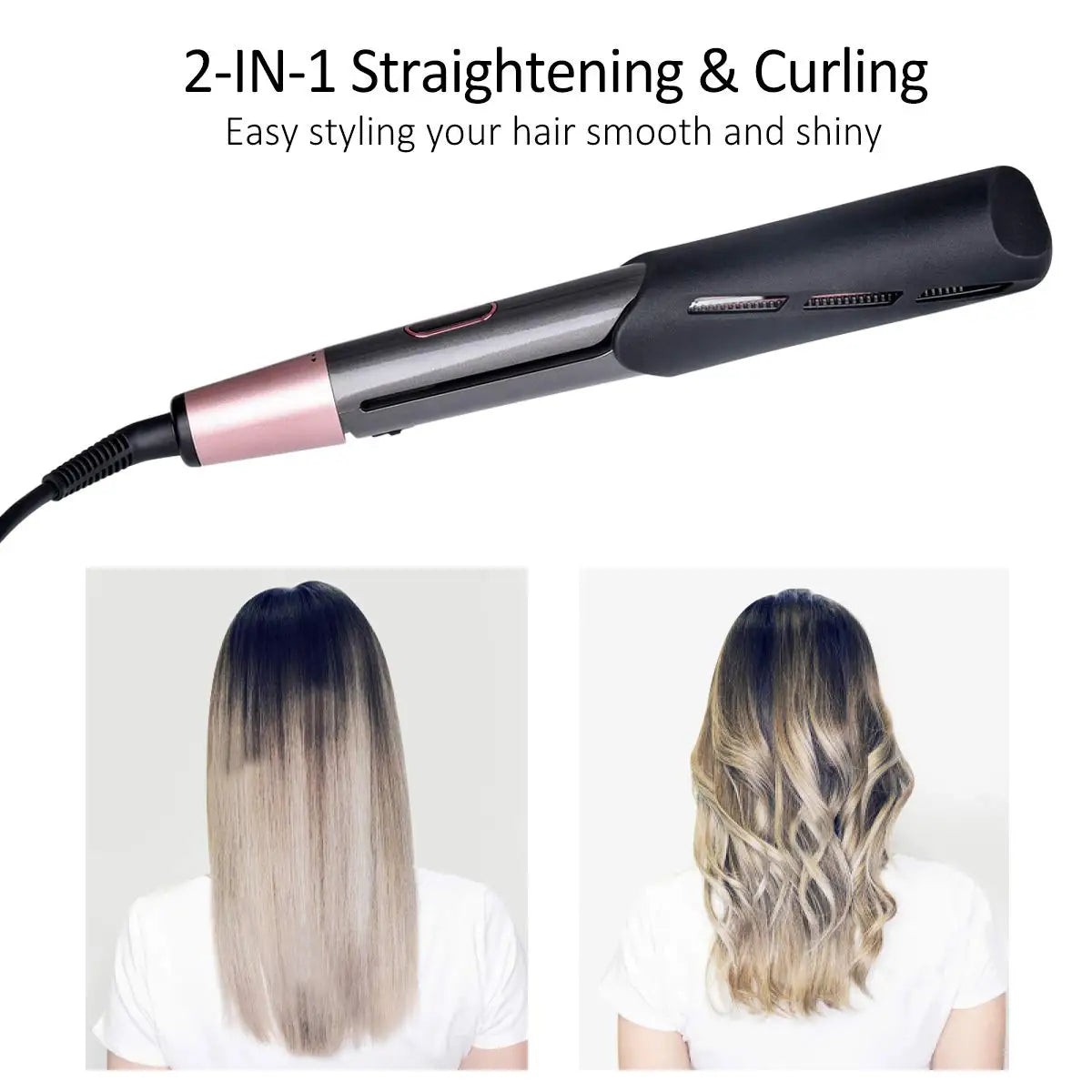 Professional 2 in 1 Negative Ion Twist Hair Straightener and Curler Straightening Curling Iron Fast Heating Hair Styling Tool