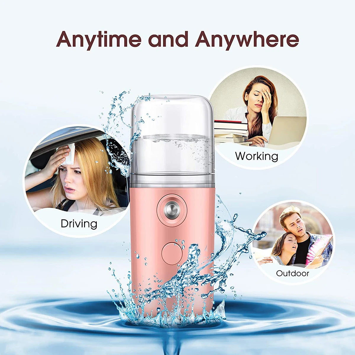 Mini Portable Facial Steamer Face Skin Care Nano Mist Sprayer Vaporizer USB Rechargeable Beauty Water Spa Nebulizer Humidifier