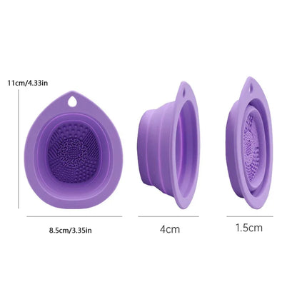 Convenient Silicone Makeup Brush Cleaning Bowl Foldable Cosmetic Powder Puff Beauty Sponge Washing Mat Brushes Scrubber Pad