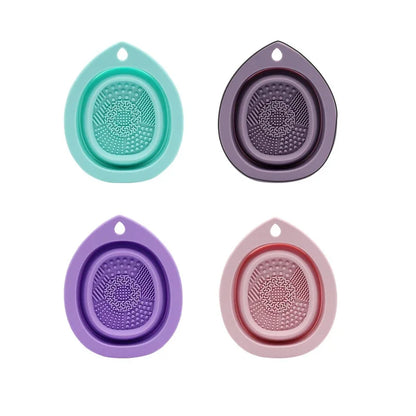 Convenient Silicone Makeup Brush Cleaning Bowl Foldable Cosmetic Powder Puff Beauty Sponge Washing Mat Brushes Scrubber Pad