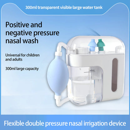 Nasal Wash Positive and Negative Pressure Nose Cleaner Nasal Irrigator Neti Pot for Adults and Children Double Pressure Health Care Device